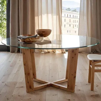 Productafbeelding van Glazen Tafelblad - Tafelbeschermer - Eettafel Beschermen - Gehard Glas - 45 cm - Transparant