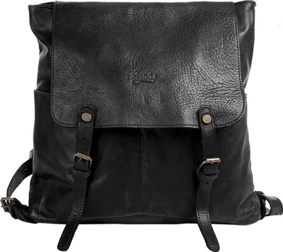 Produktbild von Damen Rucksack aus gewaschenem Leder, schwarz, Vintage, 35x31x15 cm