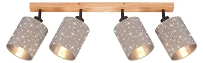 Produktbild von Deckenleuchte Spotleuchte 4xE27 25 W taupe Metall-Holz-Stoff Briloner