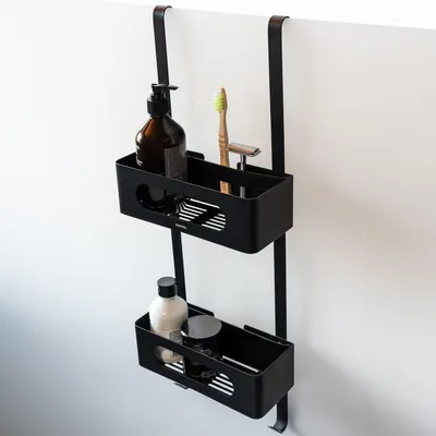 Produktbild von Dolvhin Duschablage zum Hängen | Duschregal ohne Bohren | Edelstahl Badregal Shampoohalter Dusche | Organizer Duschkorb hängen | Schwarz Matt