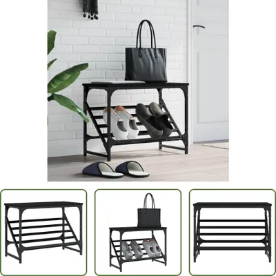 Image de The Living Store Étagère à chaussures noire 60x30x45 cm Bois composite