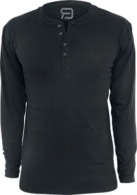 Produktbild von RED by EMP Herren schwarzes Basic Langarmshirt mit Knopfleiste L