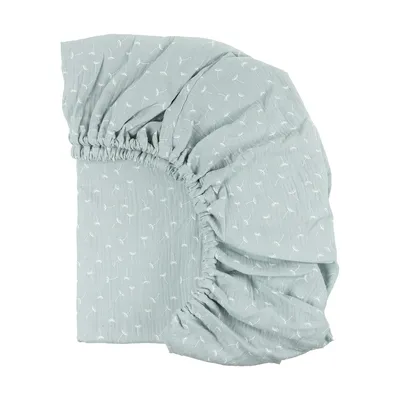 Produktbild von KraftKids Spannbettlaken Musselin mint Pusteblumen pass. f. Matratze 90 x 200 cm