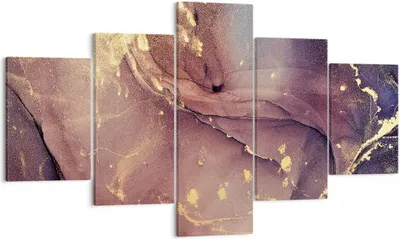 Produktbild von Bild auf Leinwand - Leinwandbild - 5 Teile - Stein Gold Marmor - 125x70cm - Wand Bild - Wanddeko - Wandbilder - Leinwanddruck - Bilder - Wanddekoration - Leinwand bilder - Wandbild - EA125x70-4714