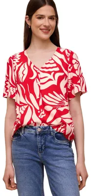 Productafbeelding van Street One Studio blouse met V-hals en bloemenprint, kleur: chilirood, maat: 40