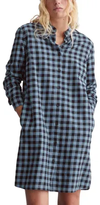 Produktbild von Marc O'Polo Denim Damen Hemdblusenkleid aus Baumwolle kariert, Grau (Dark Gr