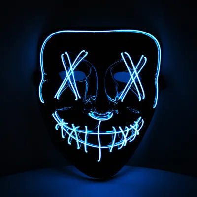 Produktbild von LED Maske Halloween für Erwachsene – leuchtende Horror Maske mit 3 Lichtmodi, Einheitsgröße, Blau – King of Halloween