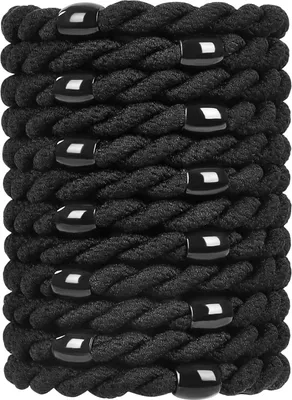Image de pack de 12 élastiques à cheveux | Elastiques noirs pour femmes & filles | Attaches tressées sans métal