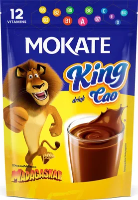 Obrázok produktu pre Mokate King Cao Drink Kakao s levom Alexom z Madagaskaru Kakaový nápoj s vitamínmi v prášku 150g