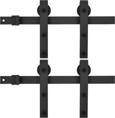 Image de vidaXL Jeux de ferrures pour portes coulissantes 2 pcs. 200 cm acier noir