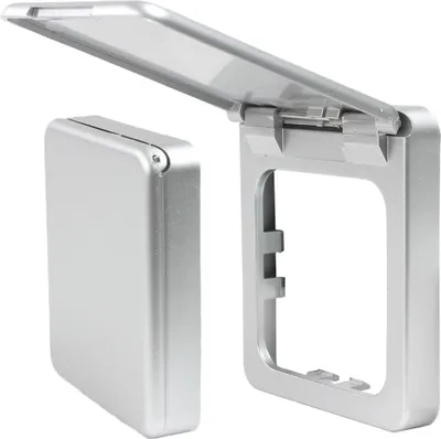 Produktbild von C-Line Presto Inprojal CBE Abdeckrahmen mit Klappdeckel für Steckdose Wohnmobil Wohnwagen Boot silber