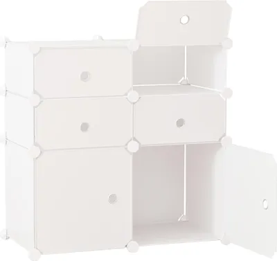 Produktbild von HOMCOM Schuhschrank Regal mit Aufbewahrungsboxen Kleiderschrank Weiß Grau