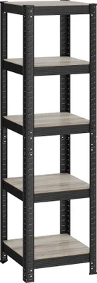 Produktbild von SONGMICS Bücherregal, Schwerlastregal, Küchenregal, Lagerregal, Standregal, 5 Ablagen, 150 x 37 x 37 cm, bis 400 kg belastbar, verstellbare Ablagen, Industrie-Design, Greige-Schwarz  RLG037B11