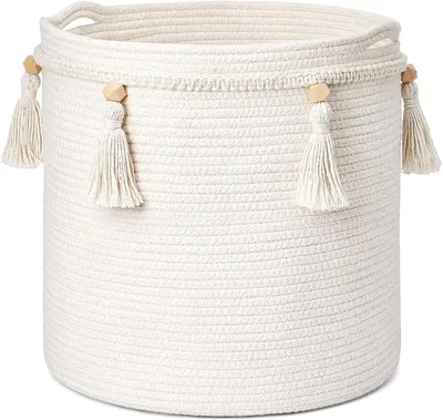 Productafbeelding van Opbergmand voor de kinderkamer, 40 liter, 38 x 36 cm, met kwastjes