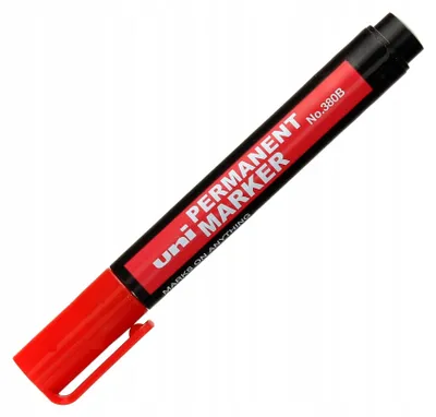 Produktbild von UNI 380B Permanentmarker Rot mit Schaftspitze