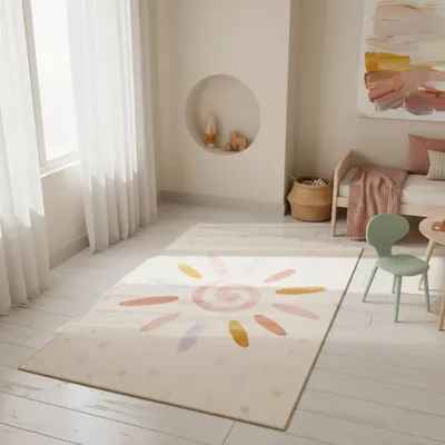 Teppich Kinder Sonne-Blumen Polyamid rutschfest Kinderzimmer_Creme_Rechteckig_#sku_BARKPLAY1001502021CREAM-BARKPLAY1201702021CREAM-BARKPLAY1402002021CREAM-BARKPLAY1602302021CREAM-BARKPLAY801202021CREAM#