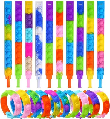 Productafbeelding van Pop It armbanden - Set van 15 - Anti-stress armbanden van siliconen - Pop it speelgoed - Anti-stress fidgetspeelgoed