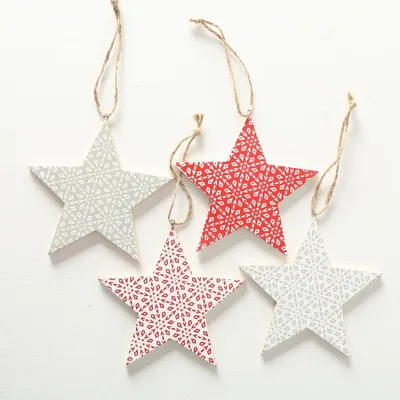 Produktbild von Dekoanhänger Finny Stern Holz Weihnachten Deko Ø 12 cm 4er Set