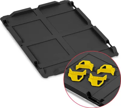 Produktbild von Auflagedeckel Set Eurobox NextGen mit 4 gelben Schiebeschnappverschlüssen | BxT 30x40cm | Schwarz | Eurobehälter, Transportbox, Transportbehälter, Stapelbehälter