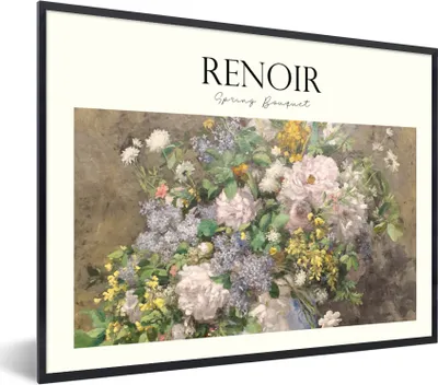 Produktbild von MuchoWow® Gerahmtes Poster Kunst - Blumen - Renoir 80x60 cm - Poster mit Schwarzem Bilderrahmen Wandposter Rahmen Foto Bilder - Schwarzem - Mit Gestell