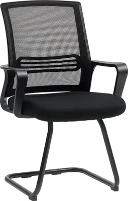 Produktbild von HOMCOM Bürostuhl Freischwinger Besucherstuhl mit Armlehne, Kufenbasis Schwarz
