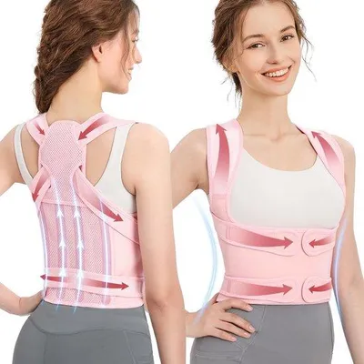 Produktbild von Rugrechter für Frauen und Männer - Unterstützungsgurt - Posturkorrektur - Rückenschmerzbehandlung - rosa, mittel