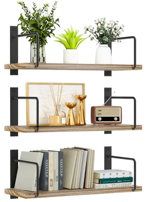 Immagine prodotto di Omgoods - Set di 3 mensole da parete rustiche, ideali per decorazione e stoccaggio