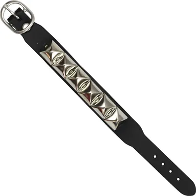 Produktbild von Lederarmband mit Pyramidennieten 1-reihig - schwarz 1 - Armband aus Leder
