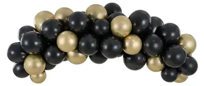 Produktbild von PartyDeco GBN2, Spielzeugballon, Latex, Schwarz, Gold, Oval, 2000 mm, 60 Stück(e)