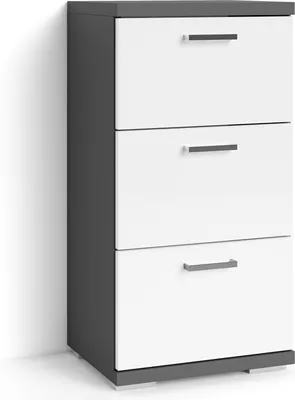 Produktbild von byLIVING Unterschrank Nebraska, Breite 37 cm, Badezimmerschrank mit Metallgriffen, Front in Hochglanz weiß, Koprus in anthrazit