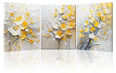 3 Leinwandbilder mit Rahmen, Blumen, 30x40 cm, Wanddeko