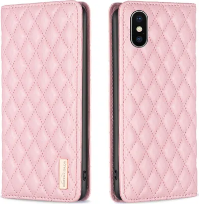Produktbild von iPhone X / XS Hülle, Elegant Bookstyle Flip Leder Kartenfächer Schutzhülle mit Ständer für iPhone X / iPhone XS Pink