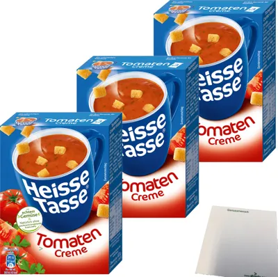 Produktbild von Erasco Heisse Tasse Tomaten-Cremesuppe 3er Pack (9 Beutel a 21g) + usy Block