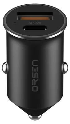 Mini Auto-Ladegerät 45W, Dual USB-A & USB-C, Schwarz