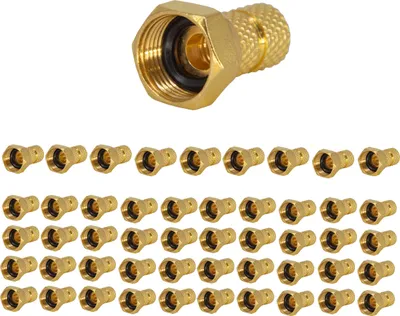Produktbild von PremiumX 50x F-Stecker 4mm schraubbar 4,0 mm Aufdrehstecker Gold