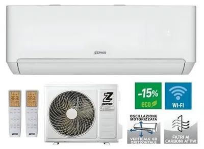 Immagine prodotto di Zephir ZTQ9000WIFI, sistema split, bianco, raffreddamento, deumidificazione, riscaldamento, 2600 W, 16 m², 16 - 31 °C