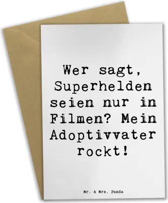 Produktbild von Mr. & Mrs. Panda Grußkarte Spruch Adoptivvater Superheld - Weiß - Geschenk, glückwunschkarten, Familienstruktur, osterkarten, Geschenke, handgemacht, dankeskarten, Freude