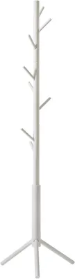 Immagine prodotto di Appendiabiti in legno - Porta abiti - Organizzazione dell'ingresso - Altezza regolabile - 8 ganci - Bianco
