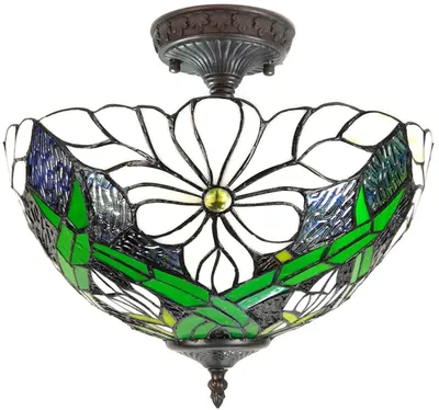 Obrázok produktu pre LumiLamp 5LL-6139 Stropné svietidlo Tiffany Ø 36x35 cm E27-max 2x60W Zelená, biela