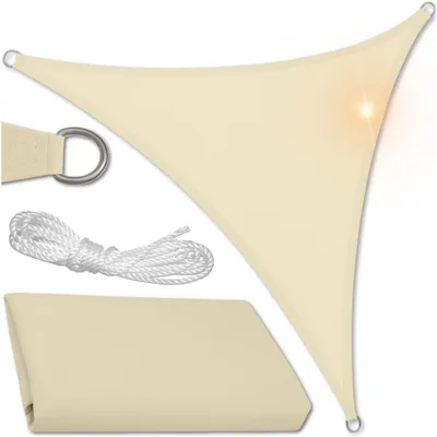Produktbild von Sonnensegel 3 × 3 × 3 m, wasserdicht, Dreieck, Beige, UV-Schutz, Sonnenschutz für Garten, Terrasse und Balkon