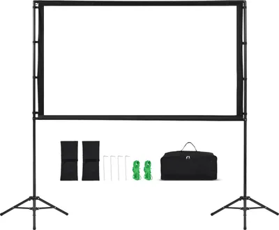 Produktbild von SucceBuy Projektionsleinwand (84 Zoll) mit 160° Betrachtungswinkel & stabilen Doppelstativ, Leinwand für Projektoren innen und außen 16:9 4K HD, tragbare Filmleinwand mit Tasche für Heimkino und Präsentationen