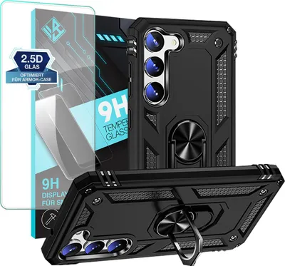 Produktbild von Armor Outdoor Handyhülle für Samsung Galaxy S23 Handy Panzer Case Schutzhülle mit 9H Displayglas Displayschutz Farbe: Schwarz