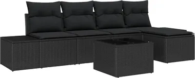Obrázek produktu pro vidaXL Zahradní set křesel, 5 kusů, černá barva, polyratan