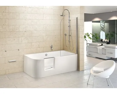 Produktbild von OTTOFOND Badewannen Set Free-Gate 80 x 180 cm linke Ecke abgerundetweiß glänzend 703915