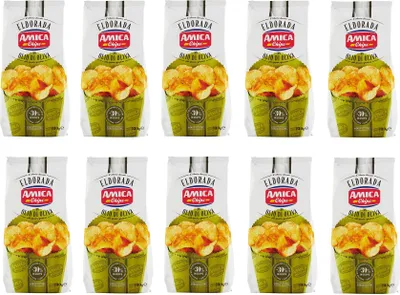 Produktbild von 10x Amica Chips Eldorada con Olio di Oliva Kartoffelchips mit Olivenöl 130g glutenfreie knusprige Kartoffel chips