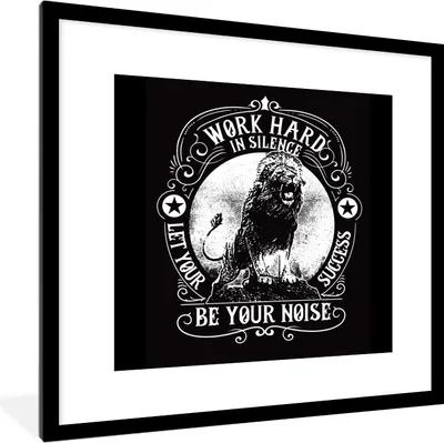 Produktbild von MuchoWow® MuchoWow® Gerahmtes Poster Löwe - Vintage - Zitat 40x40 cm - Poster mit zchwarzem Bilderrahmen - Poster - Plakat im Rahmen