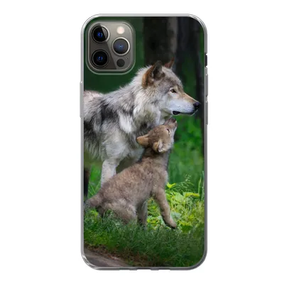 Produktbild von MuchoWow® Handyhülle Schutzhülle Hülle für iPhone 12 Pro Max Wolf - Baby - Wald Silikon Softcase Handy Hülle - Hartschale