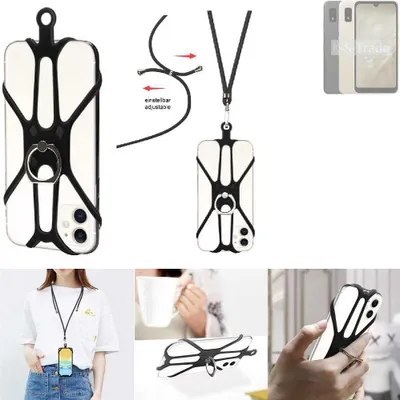 Produktbild von K-S-Trade 3in1 Handykette Handyband Handykordel Halsband Smartphone-Ring Handy-Ring kompatibel mit Sharp Aquos Wish3 Fingerhalterung Handyring