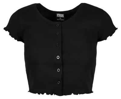 Image de Urban Classics - Haut court à col boutonné pour femmes TN596 (S) (noir)