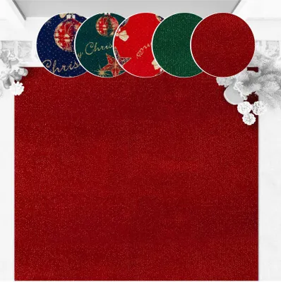 Produktbild von Fußmatte Türteppich Teppichvorleger Textil Weihnachten Glitzerstaub Rot Robust Wasserabweisend Breite 90 cm Länge 400 cm